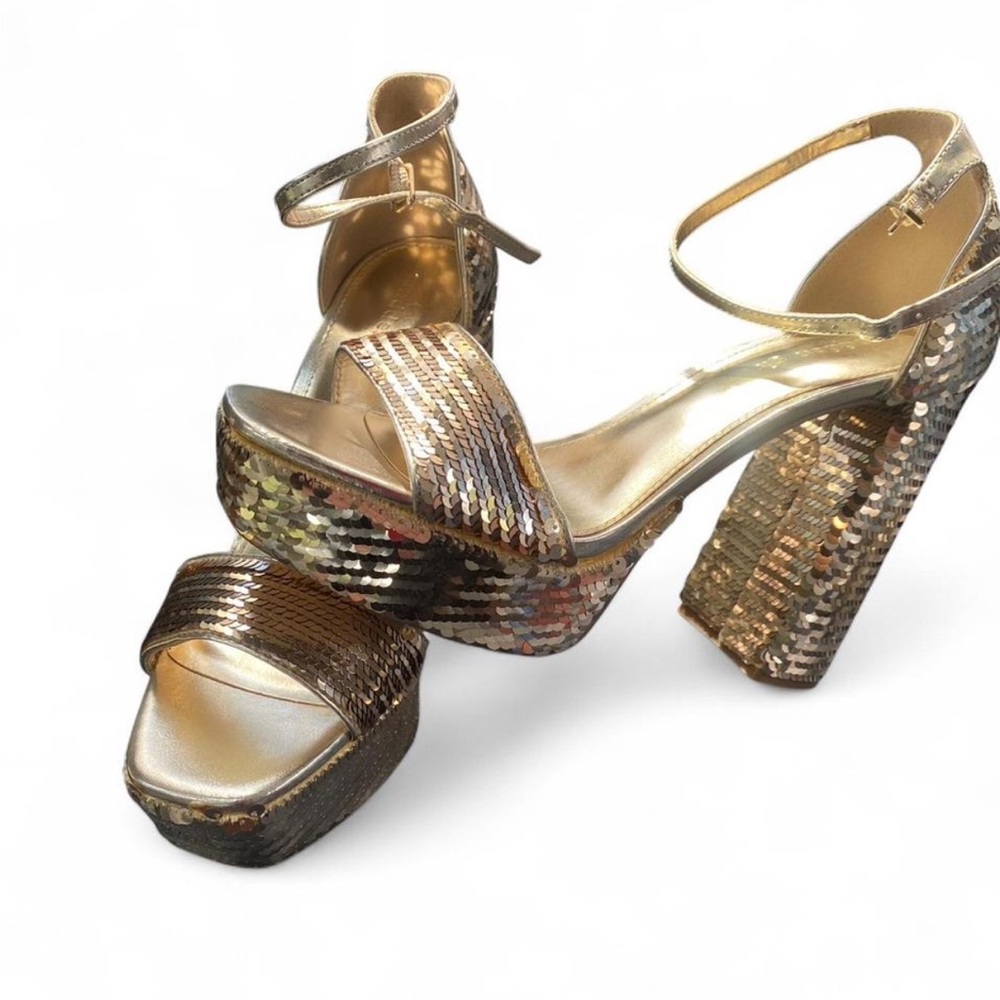 Madden Girl Gold Sequin Platform Heels